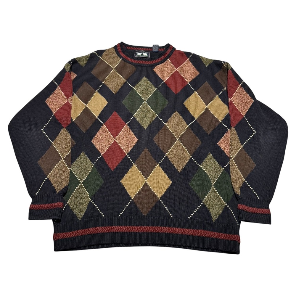 Vintage Woods &‎ Gray Argyle Diamond Multicolor Crewneck Sweater Men's Large
